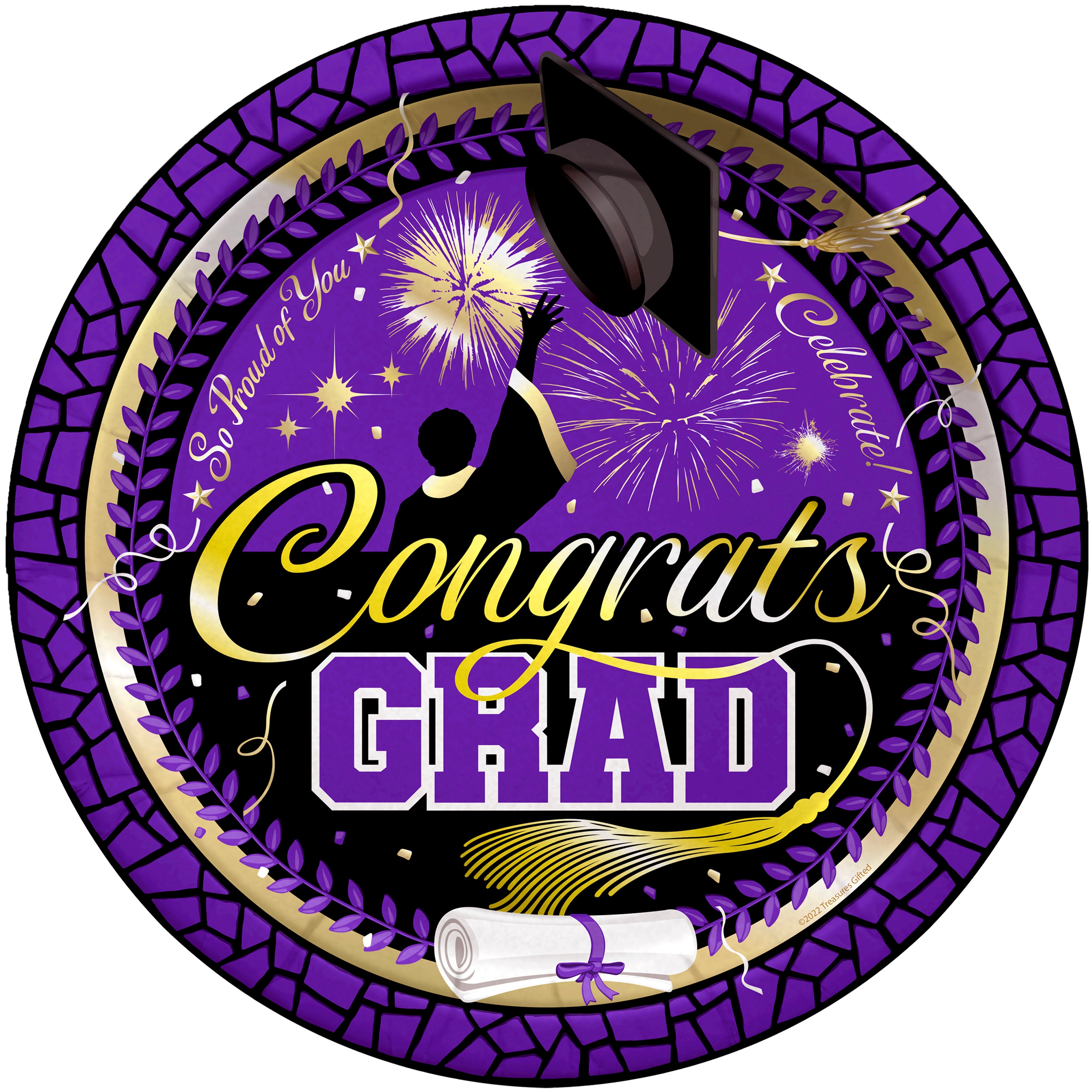 Purple Graduation Plates 9in - Purple Graduation Party Supplies