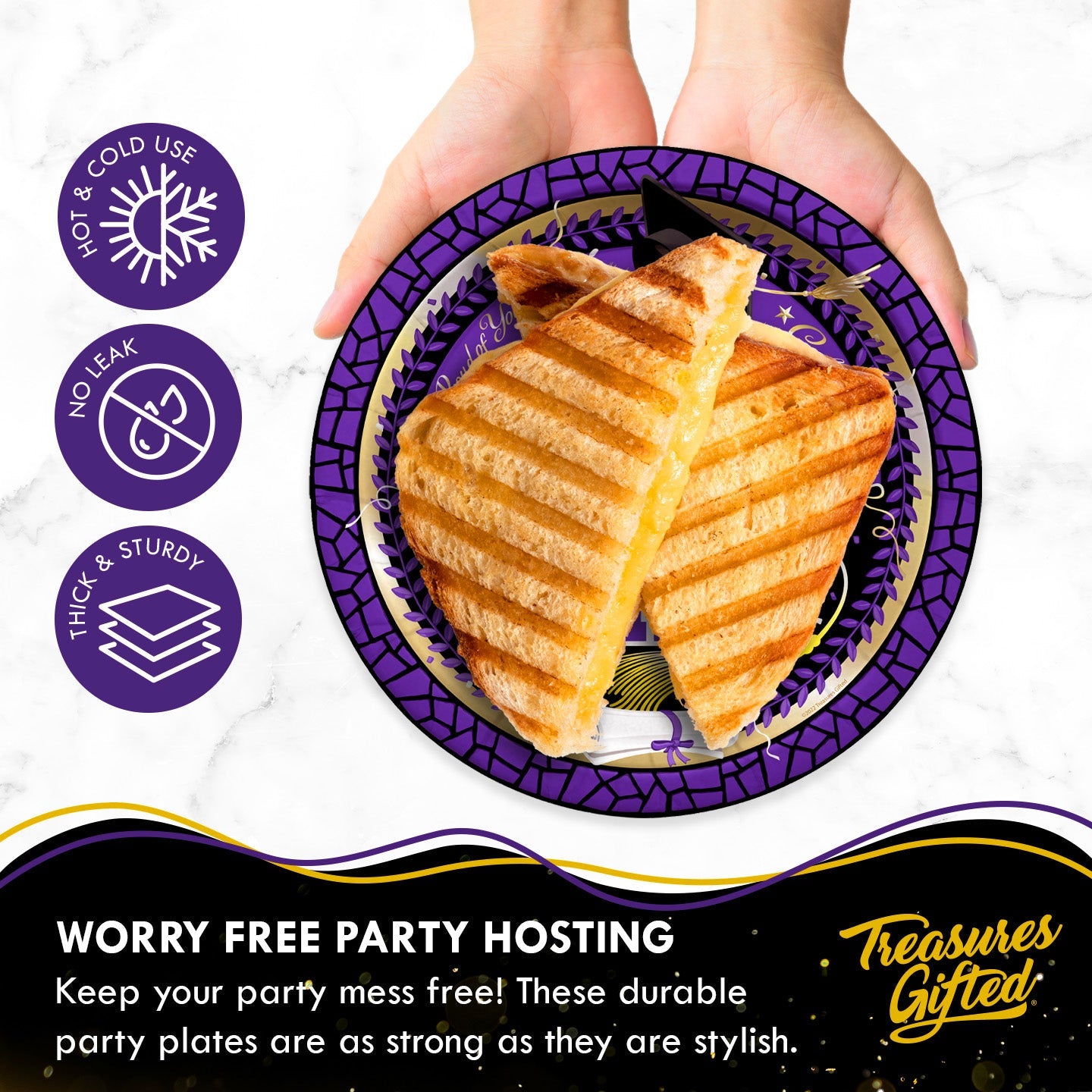 Purple Graduation Plates 9in - Purple Graduation Party Supplies