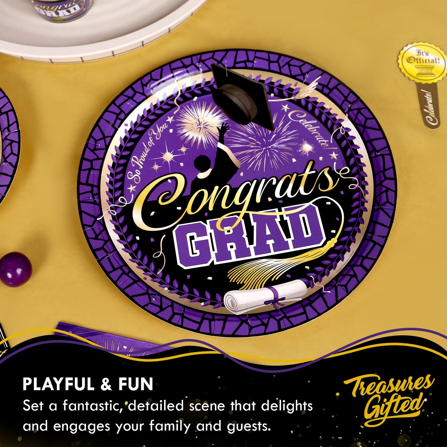 Purple Graduation Plates 9in - Purple Graduation Party Supplies