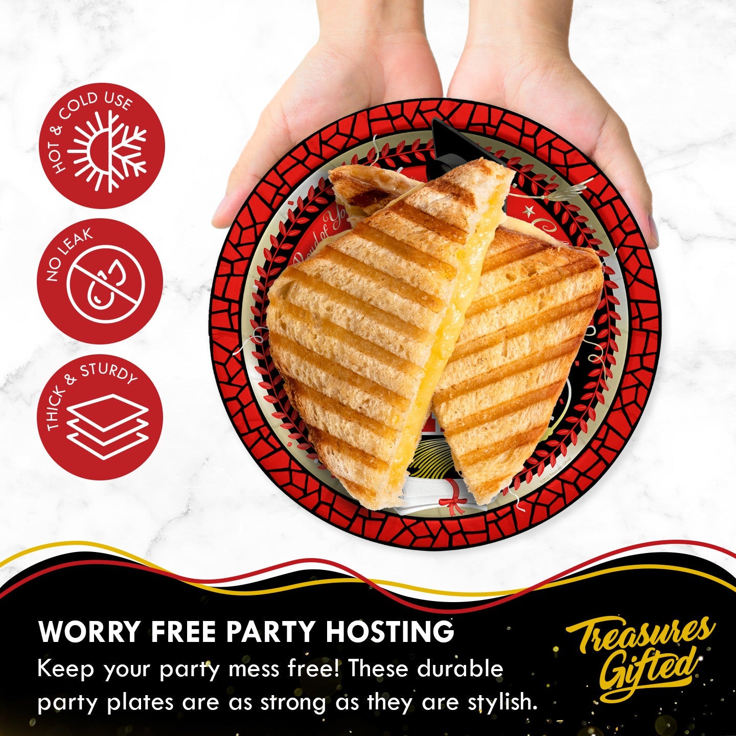 Red Graduation Plates 9in - Red Graduation Party Supplies