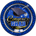 Blue Graduation Plates 7in - Blue Graduation Party Supplies