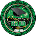 Green Graduation Plates 7in - Green Graduation Party Supplies