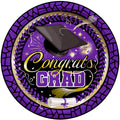 Purple Graduation Plates 7in - Purple Graduation Party Supplies