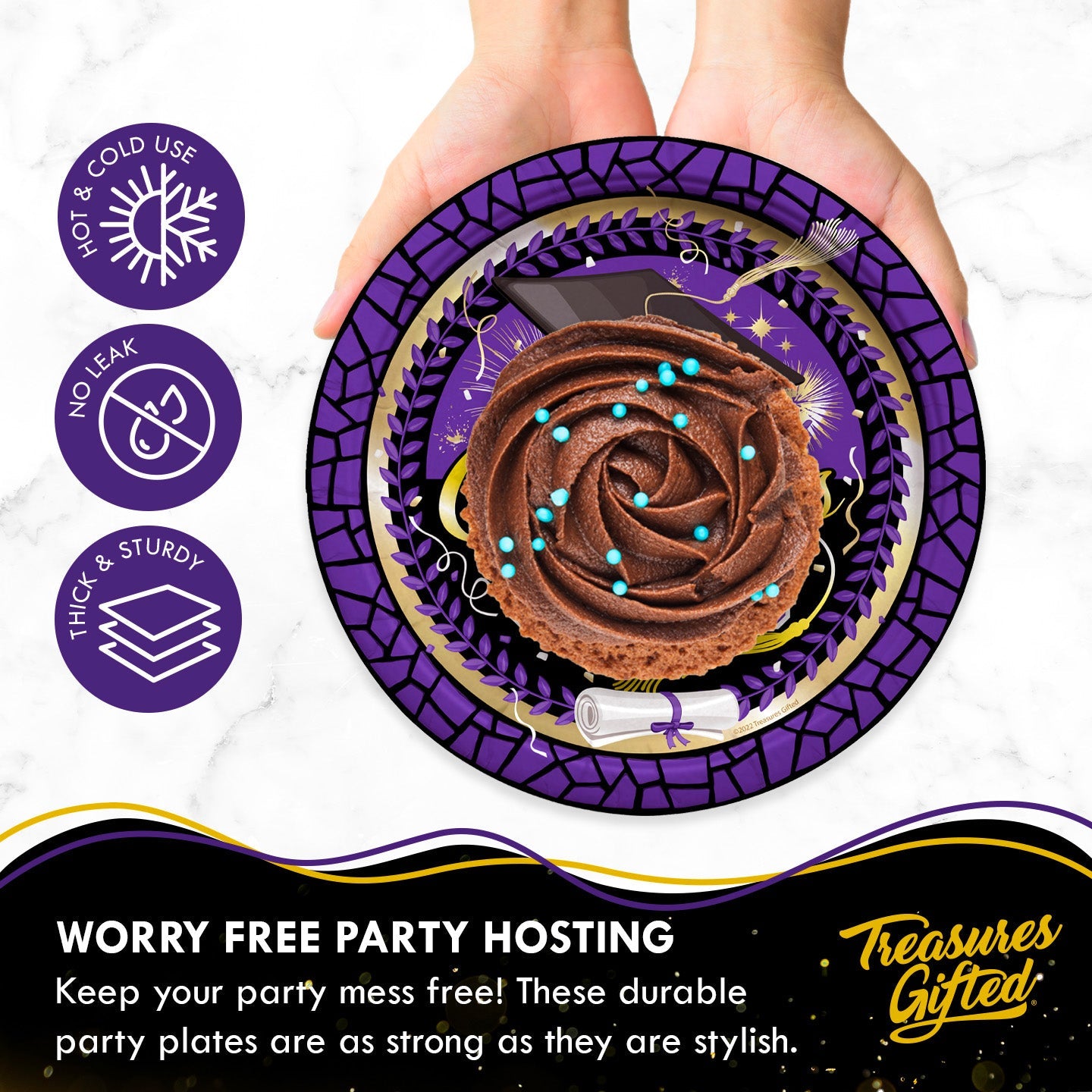 Purple Graduation Plates 7in - Purple Graduation Party Supplies