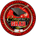 Red Graduation Plates 7in - Red Graduation Party Supplies