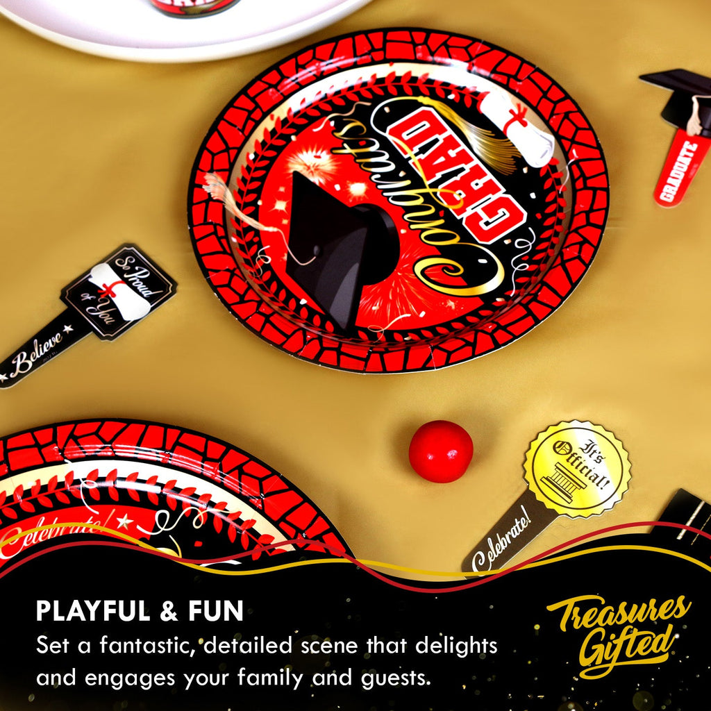 Red Graduation Plates 7in - Red Graduation Party Supplies