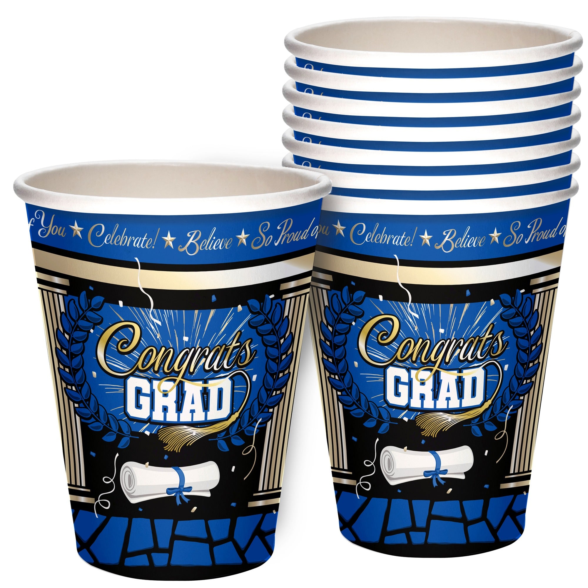 Blue Graduation Cups - Blue Graduation Party Supplies