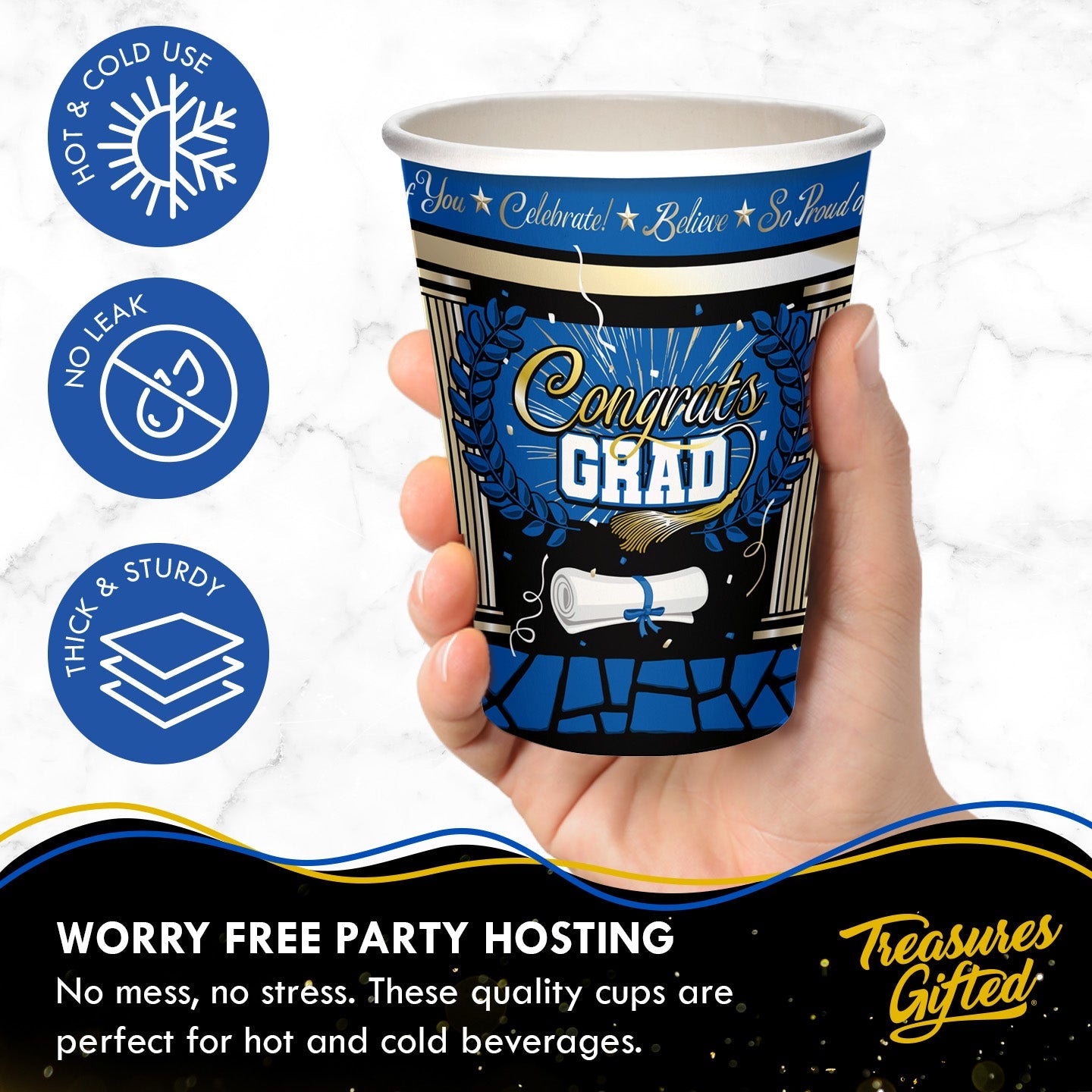 Blue Graduation Cups - Blue Graduation Party Supplies