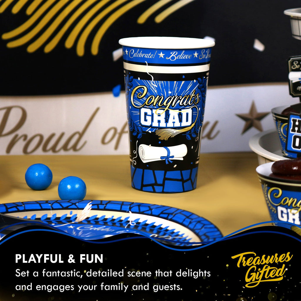 Blue Graduation Cups - Blue Graduation Party Supplies