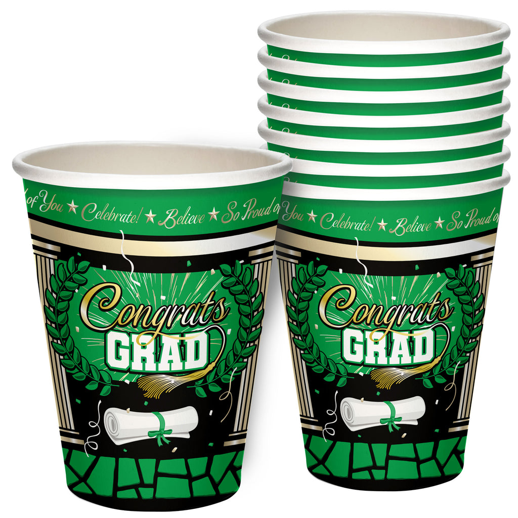 Green Graduation Cups - Green Graduation Party Supplies