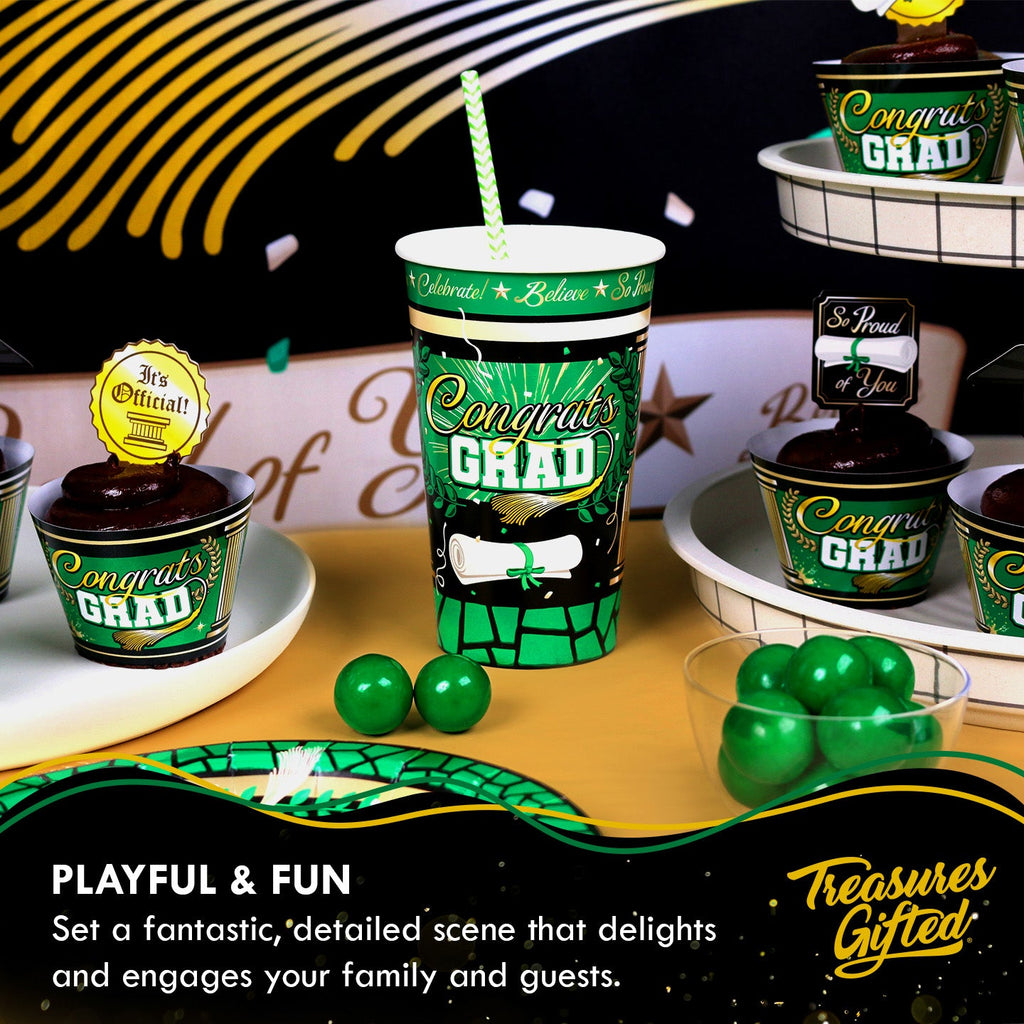 Green Graduation Cups - Green Graduation Party Supplies