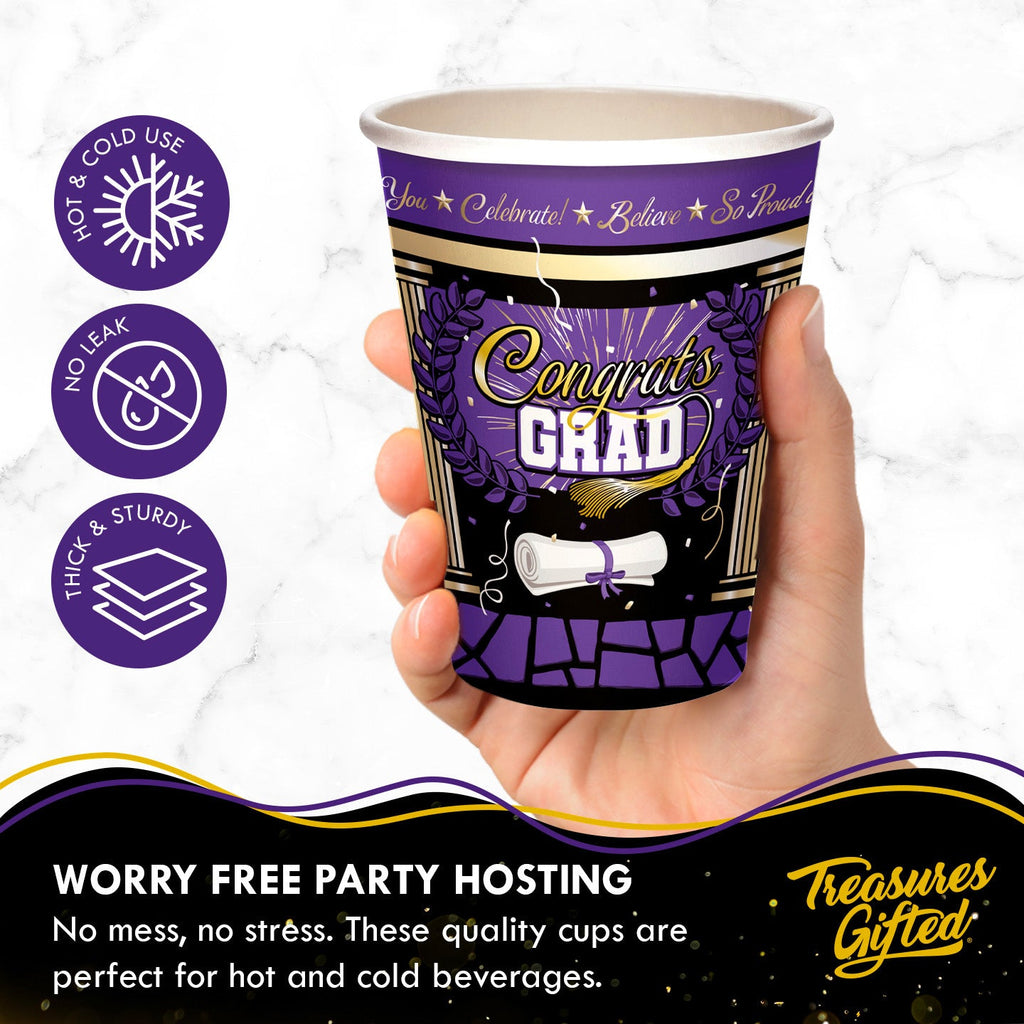 Purple Graduation Cups - Purple Graduation Party Supplies