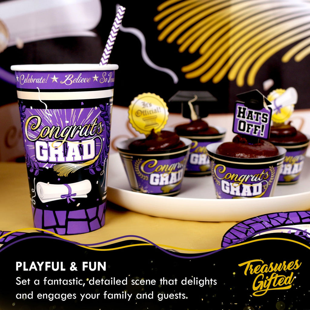Purple Graduation Cups - Purple Graduation Party Supplies
