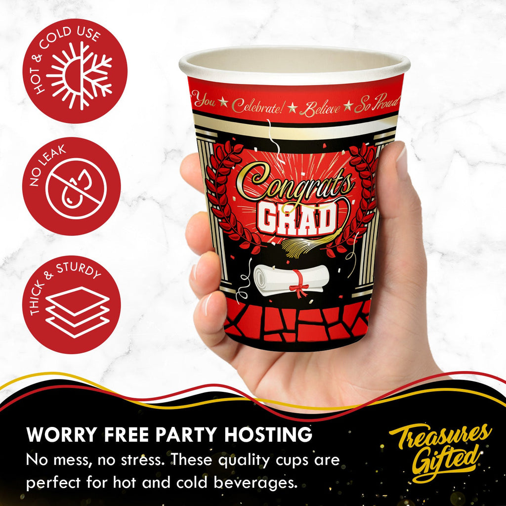 Red Graduation Cups - Red Graduation Party Supplies