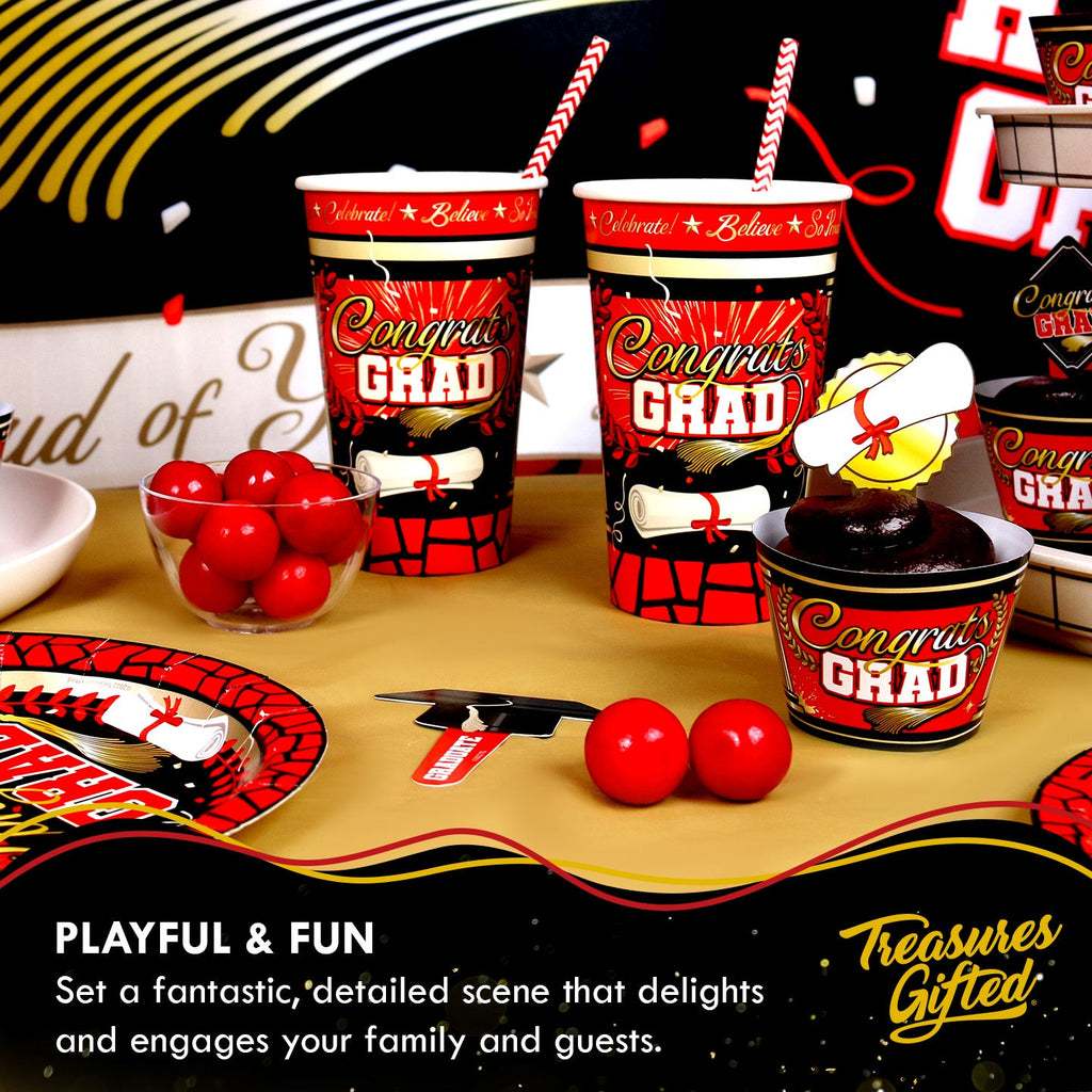 Red Graduation Cups - Red Graduation Party Supplies
