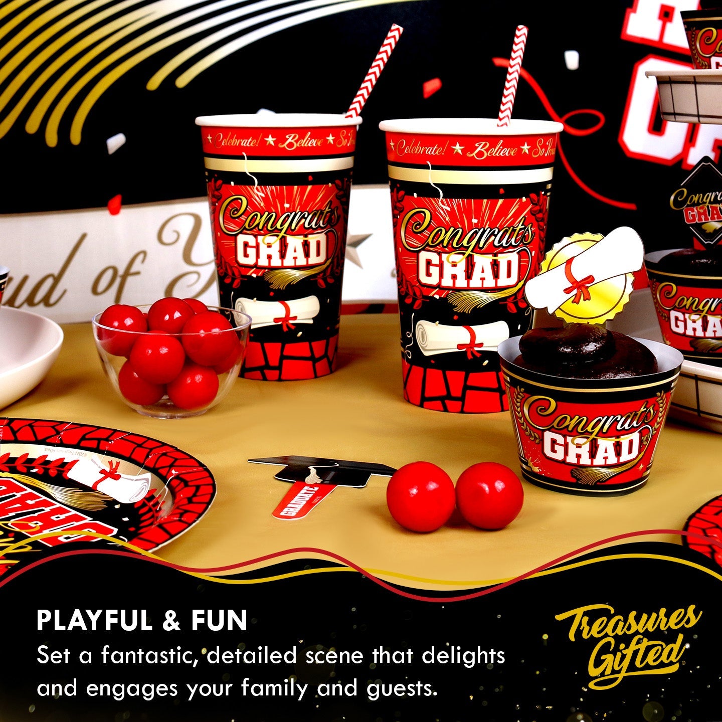 Red Graduation Cups - Red Graduation Party Supplies