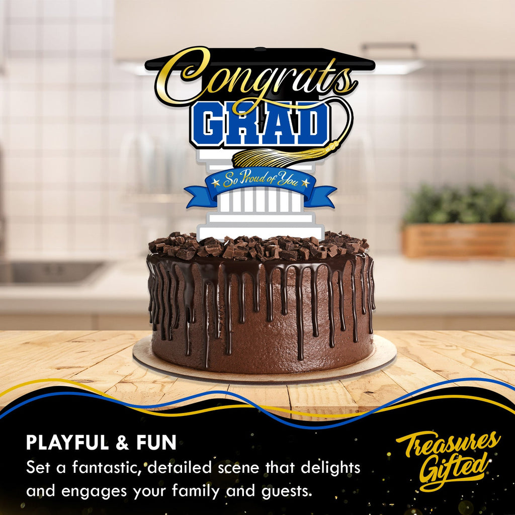 Blue Graduation Cake Topper - Blue Graduation Party Supplies