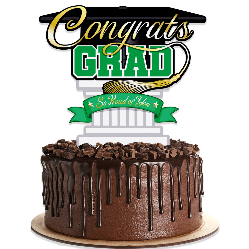 Green Graduation Cake Topper - Green Graduation Party Supplies