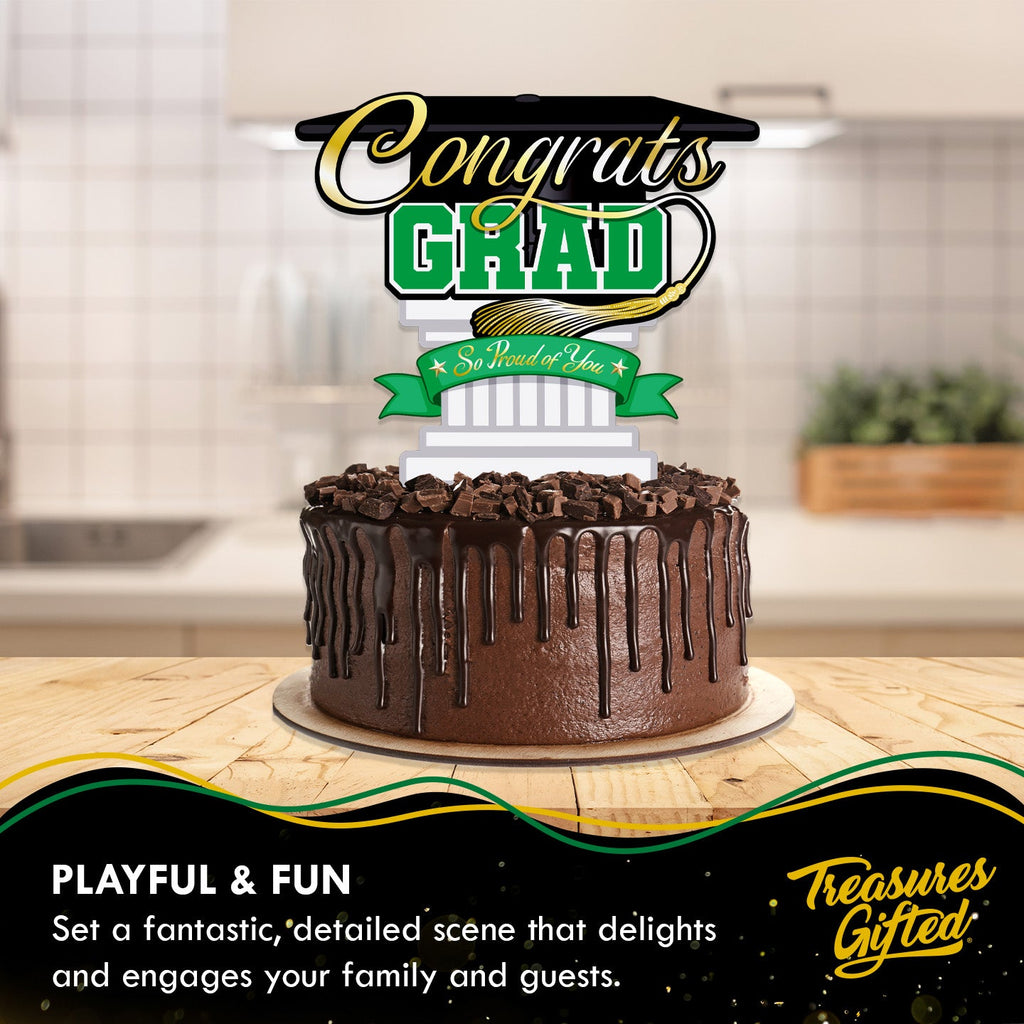 Green Graduation Cake Topper - Green Graduation Party Supplies