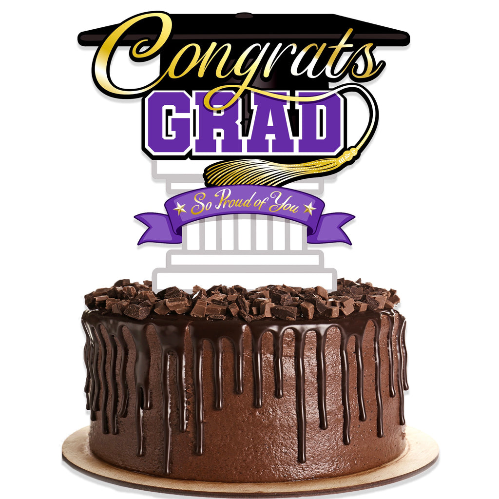 Purple Graduation Cake Topper - Purple Graduation Party Supplies
