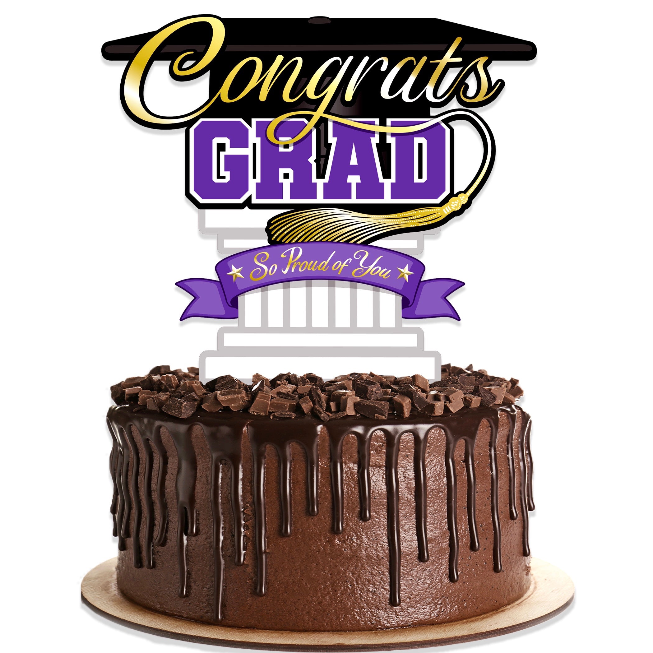Purple Graduation Cake Topper - Purple Graduation Party Supplies