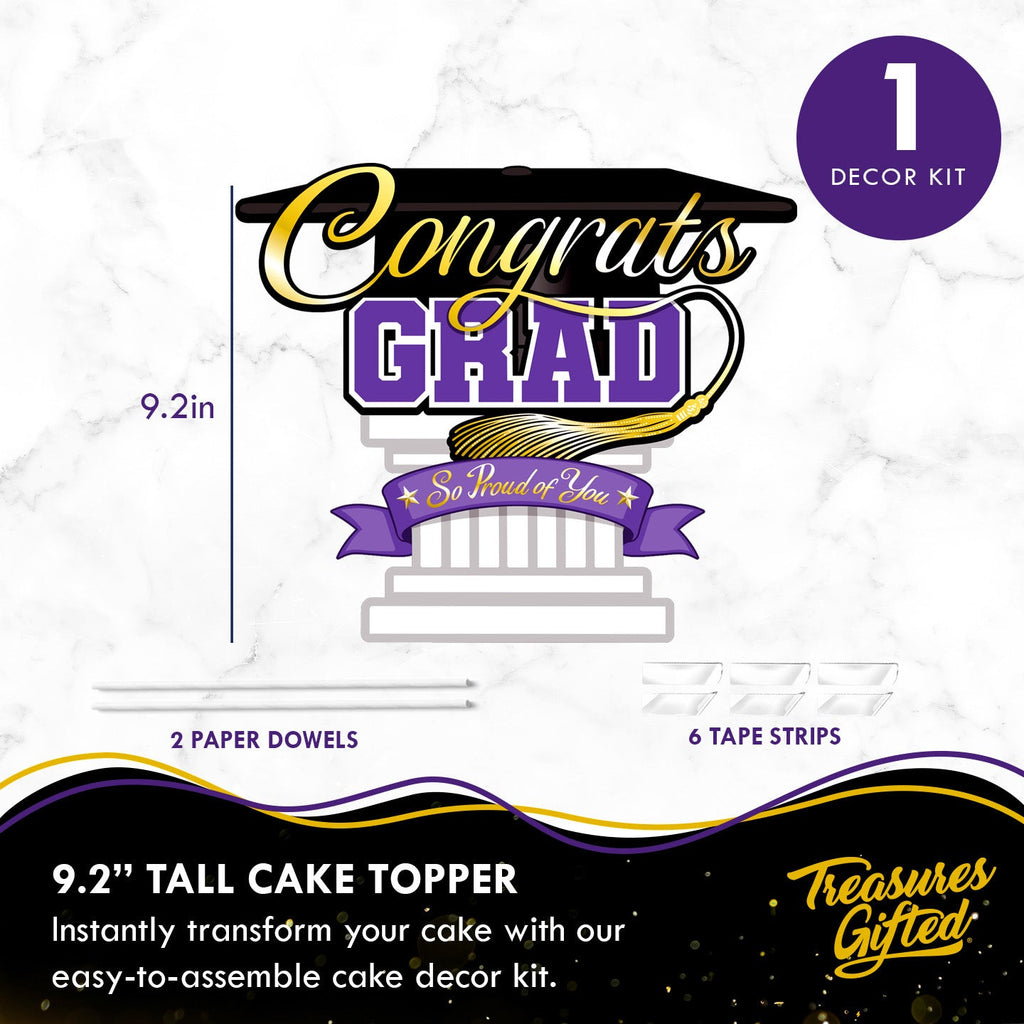 Purple Graduation Cake Topper - Purple Graduation Party Supplies