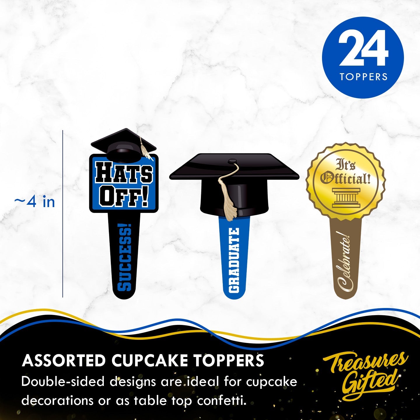 Blue Graduation Cupcake Toppers & Blue Graduation Cupcake Wrappers