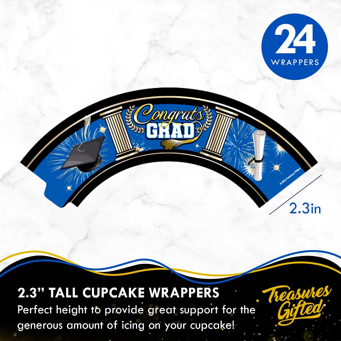 Blue Graduation Cupcake Toppers & Blue Graduation Cupcake Wrappers