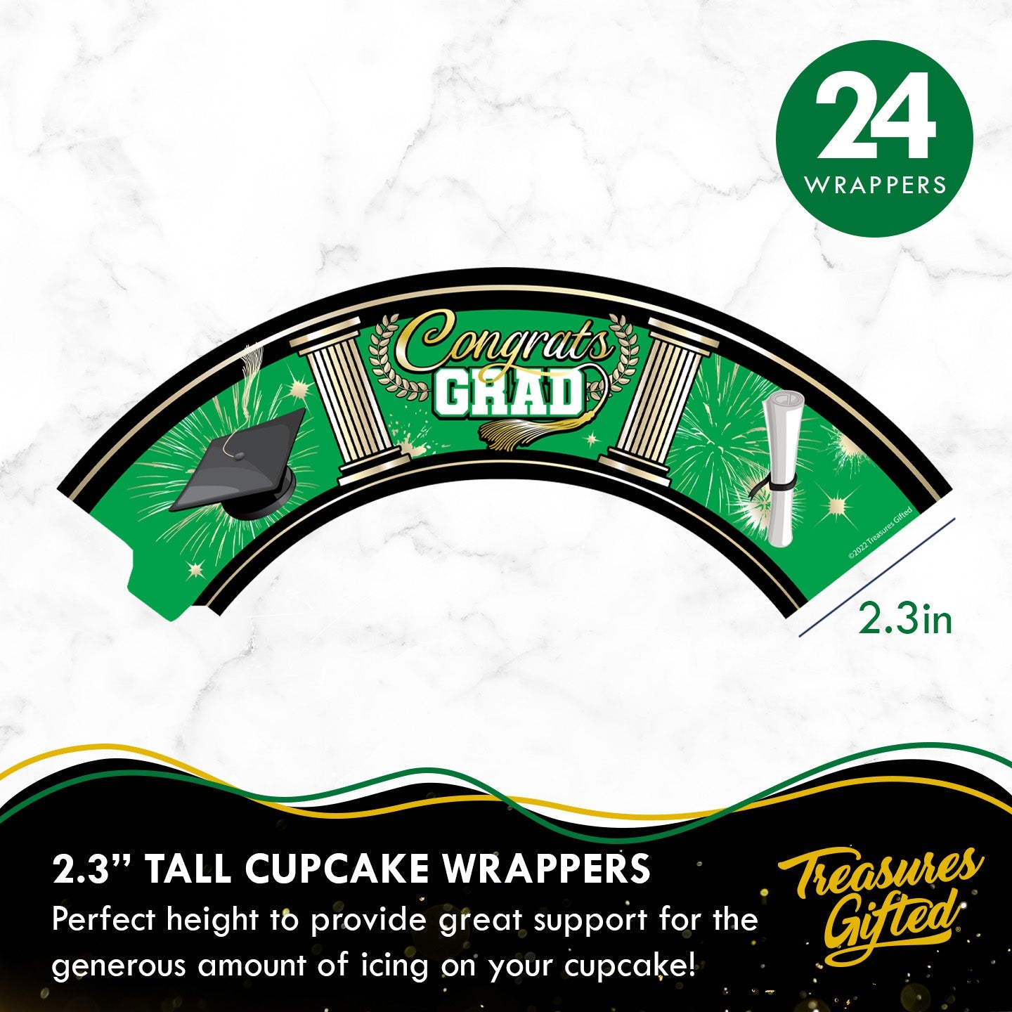 Green Graduation Cupcake Toppers & Green Graduation Cupcake Wrappers