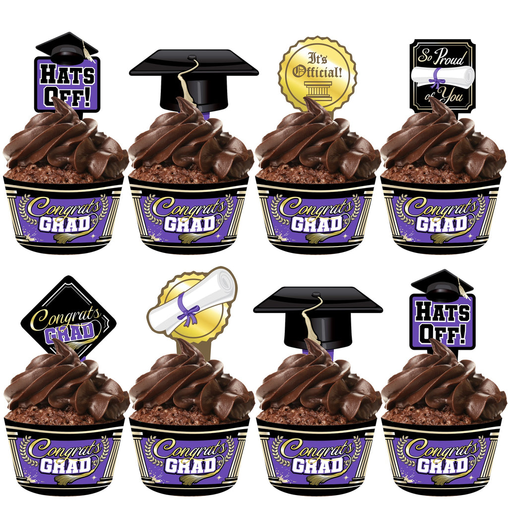Purple Graduation Cupcake Toppers & Purple Graduation Cupcake Wrappers