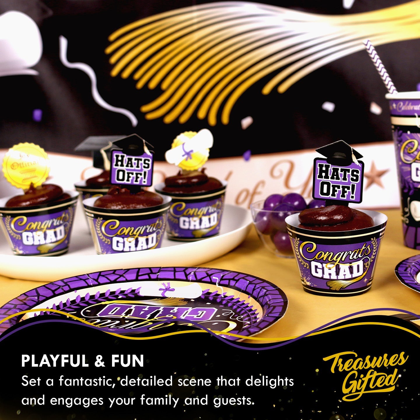 Purple Graduation Cupcake Toppers & Purple Graduation Cupcake Wrappers