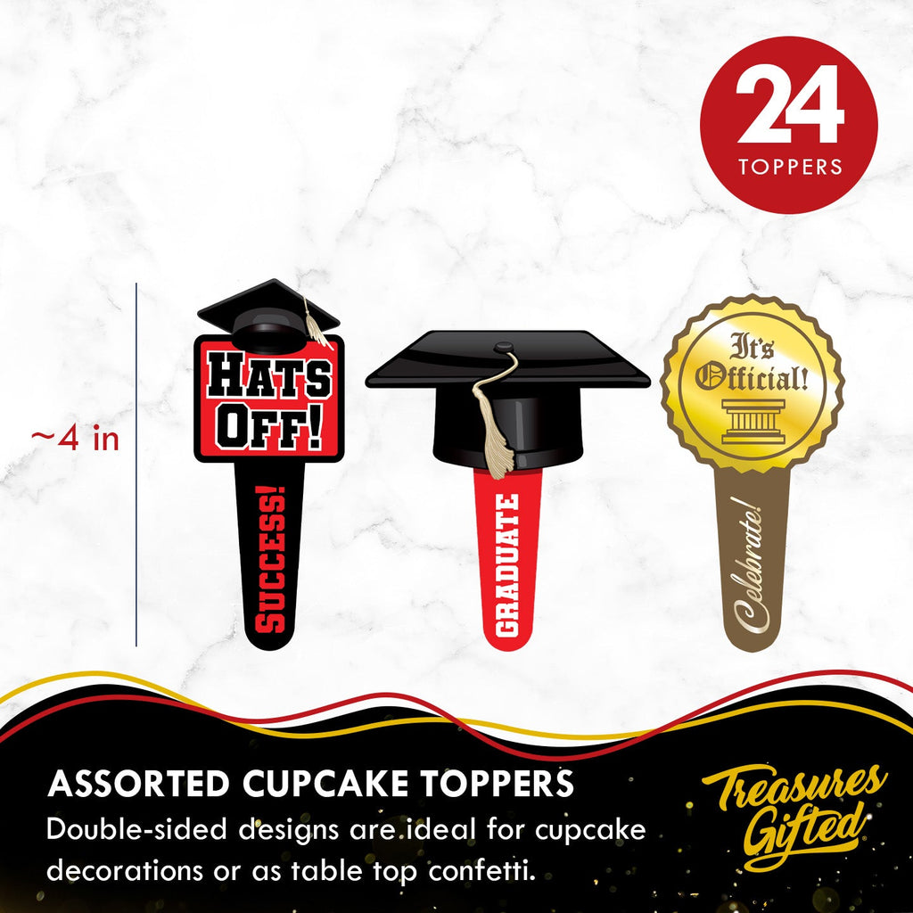 Red Graduation Cupcake Toppers & Red Graduation Cupcake Wrappers