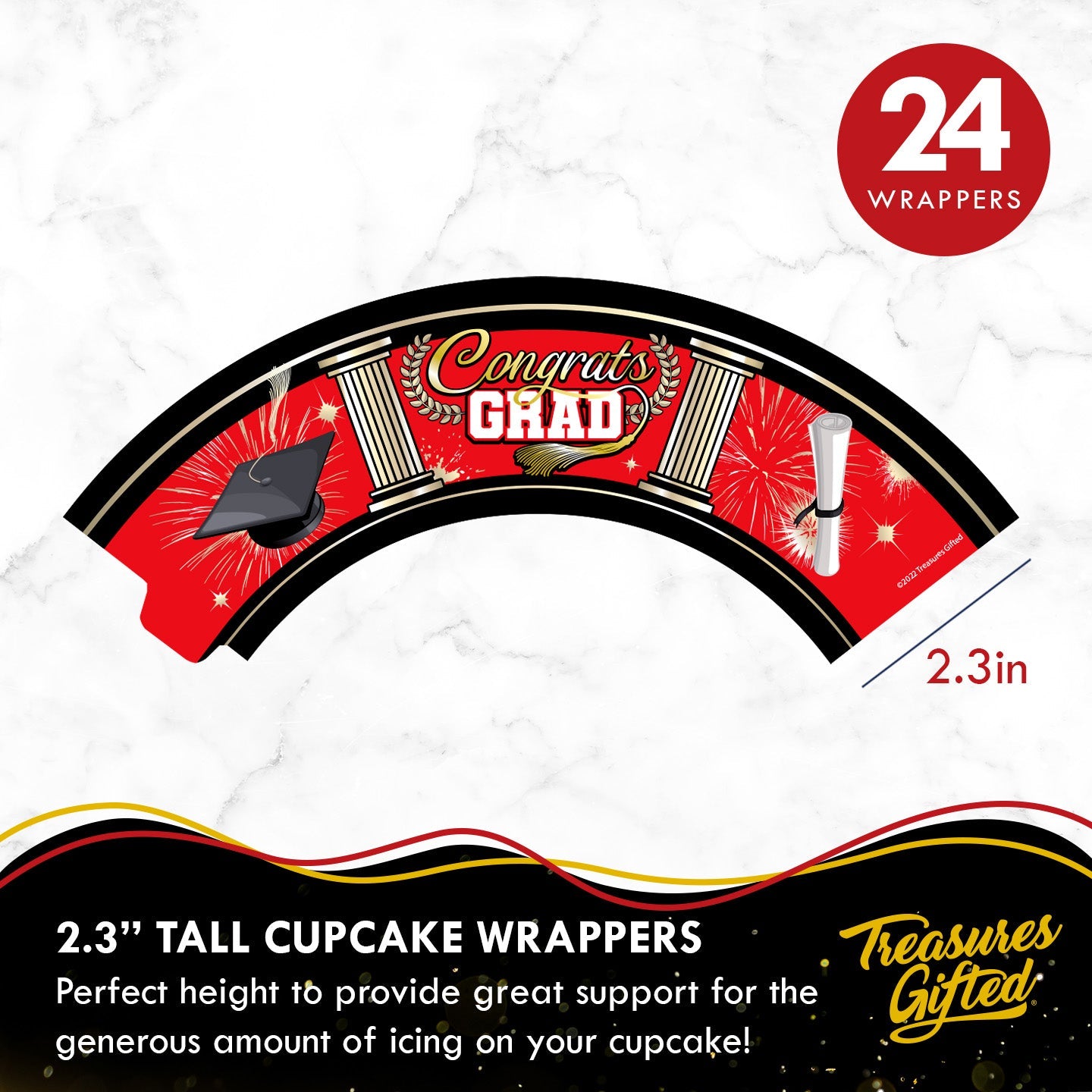 Red Graduation Cupcake Toppers & Red Graduation Cupcake Wrappers