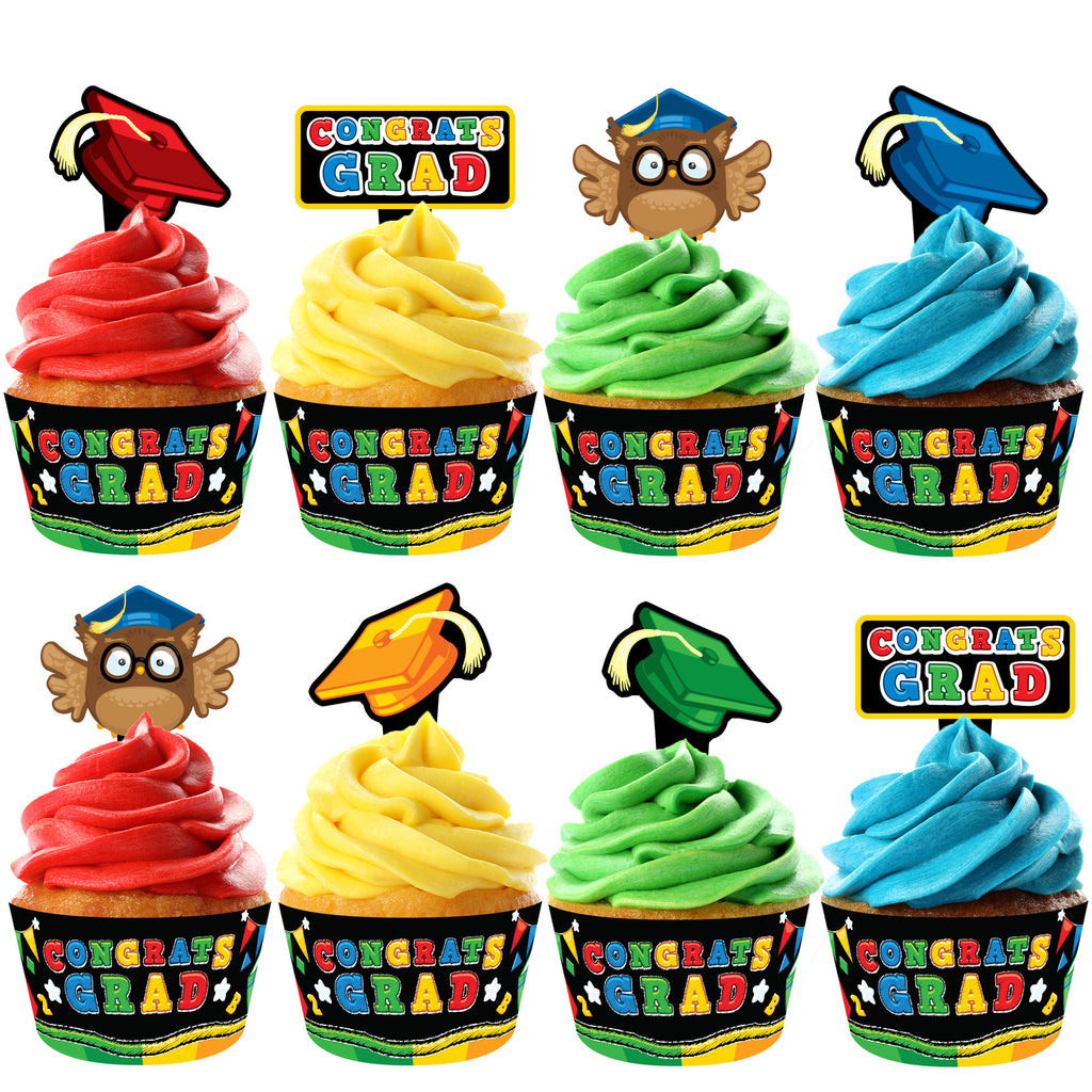 Kindergarten Graduation Cupcake Toppers & Cupcake Wrappers - Kindergarten Graduation Party Decorations