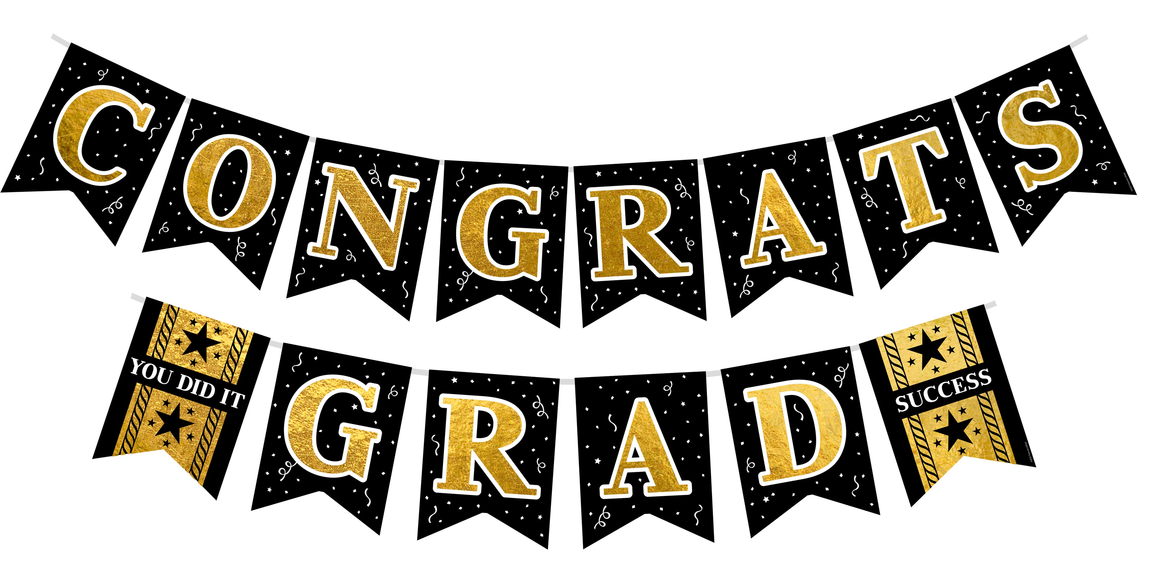 Gold Graduation Banner - Black and Gold Graduation Party Decorations