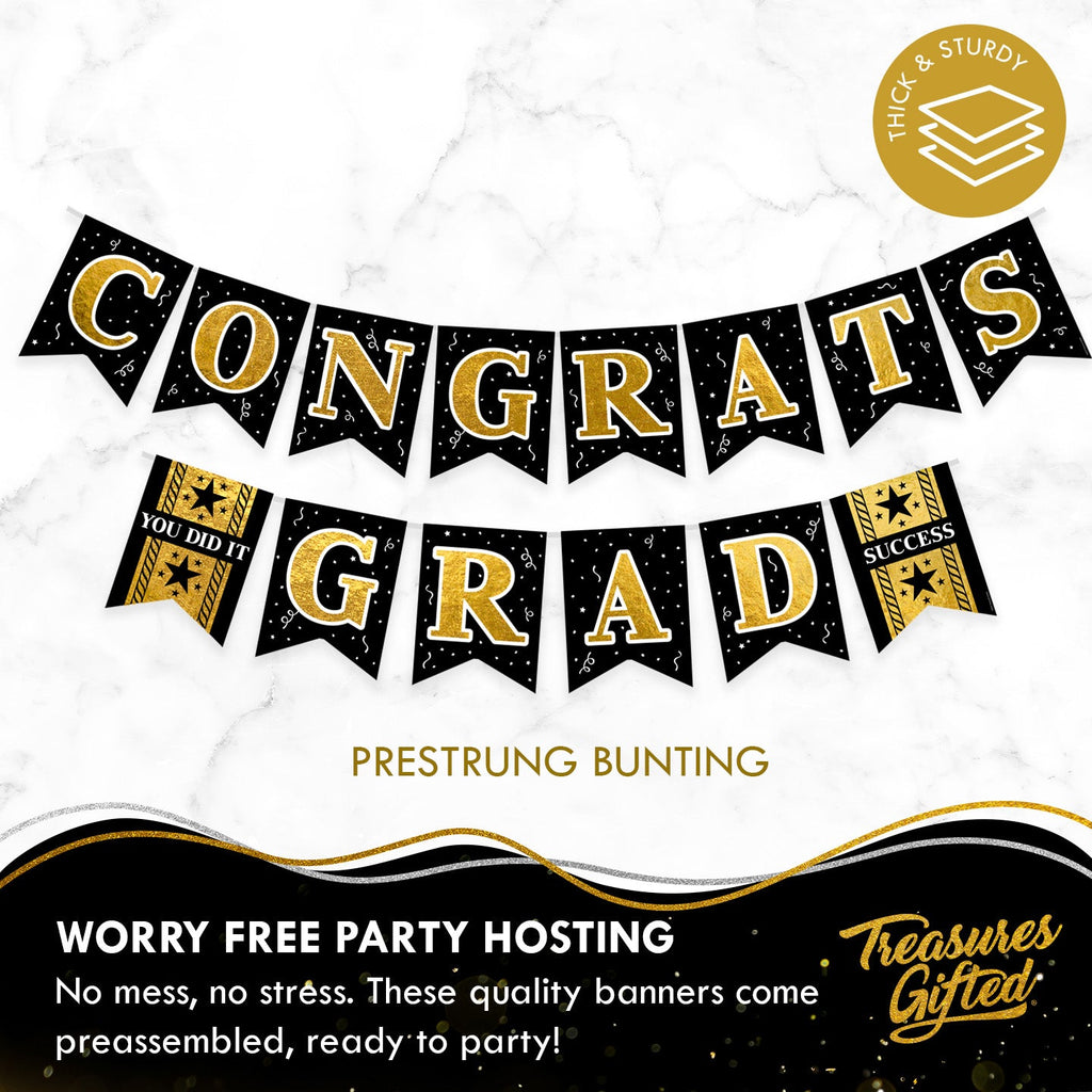 Gold Graduation Banner - Black and Gold Graduation Party Decorations