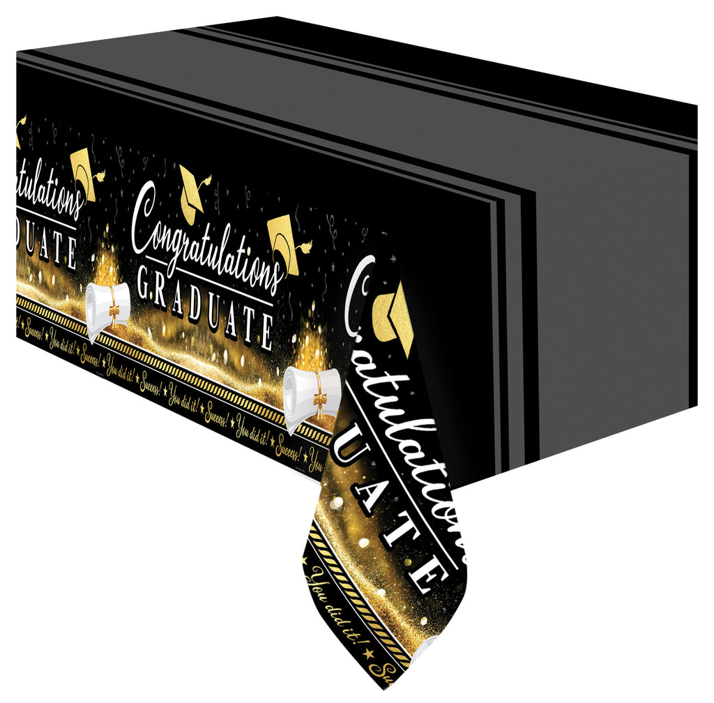 Gold Graduation Tablecloth - Gold Graduation Party Supplies