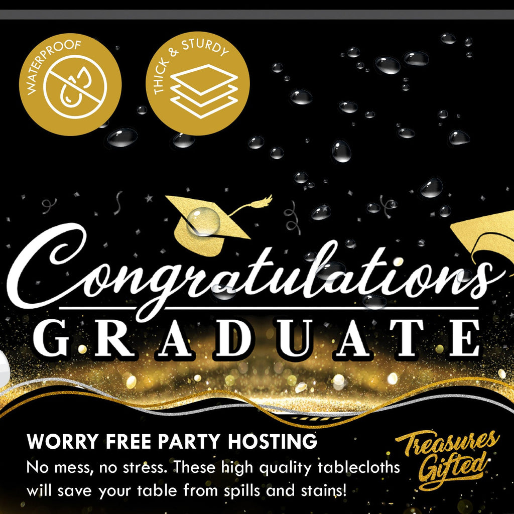 Gold Graduation Tablecloth - Gold Graduation Party Supplies