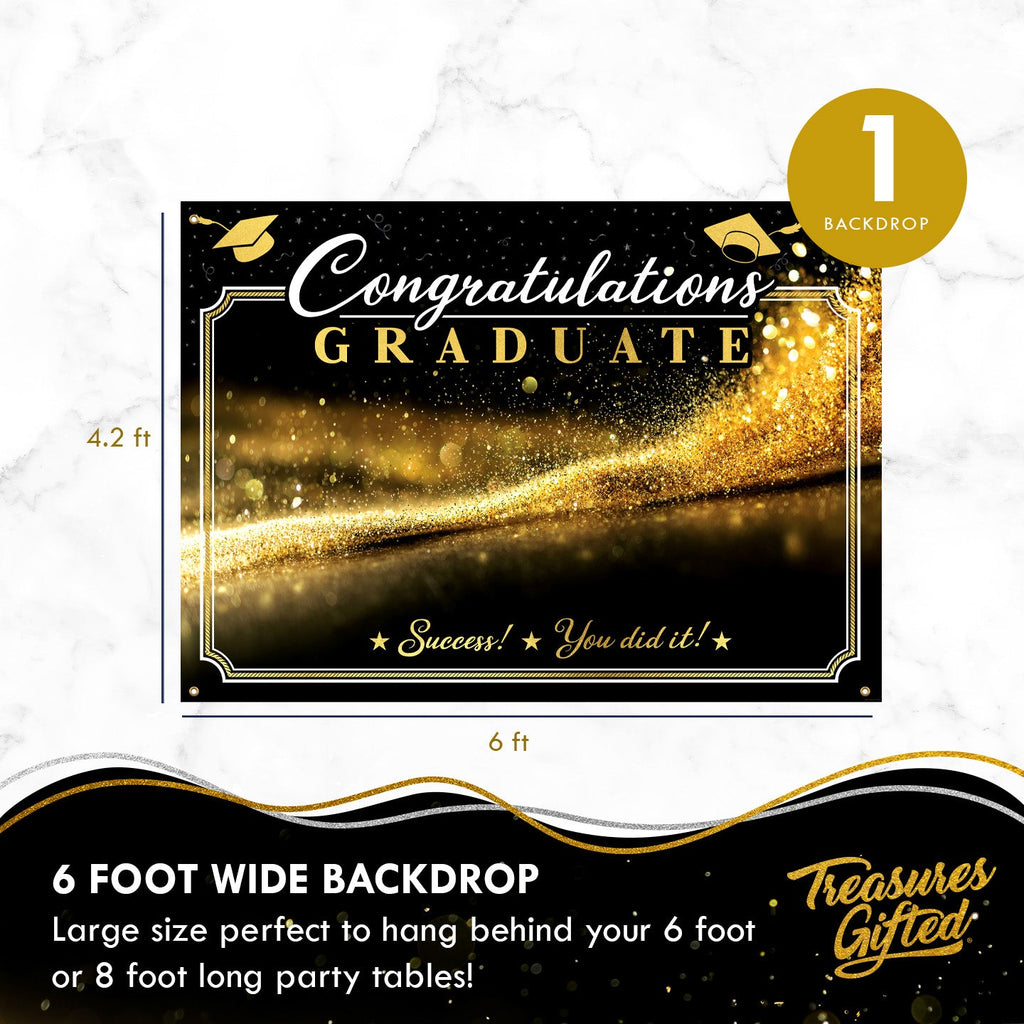 Gold Graduation Backdrop - Gold Graduation Party Supplies