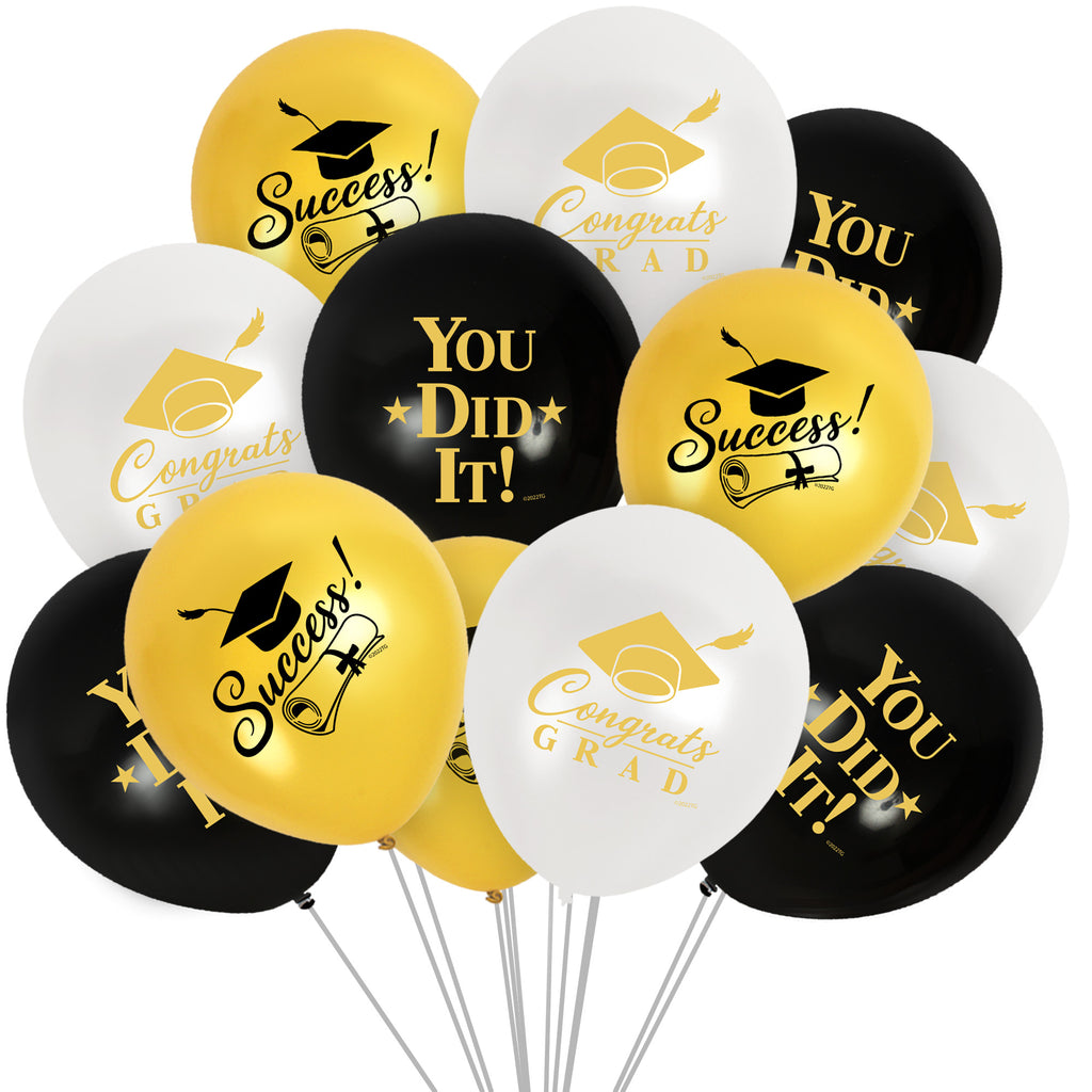 Gold Graduation Balloon Bouquet - Gold Graduation Party Supplies
