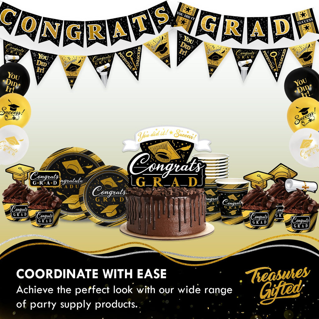 Gold Graduation Balloon Bouquet - Gold Graduation Party Supplies