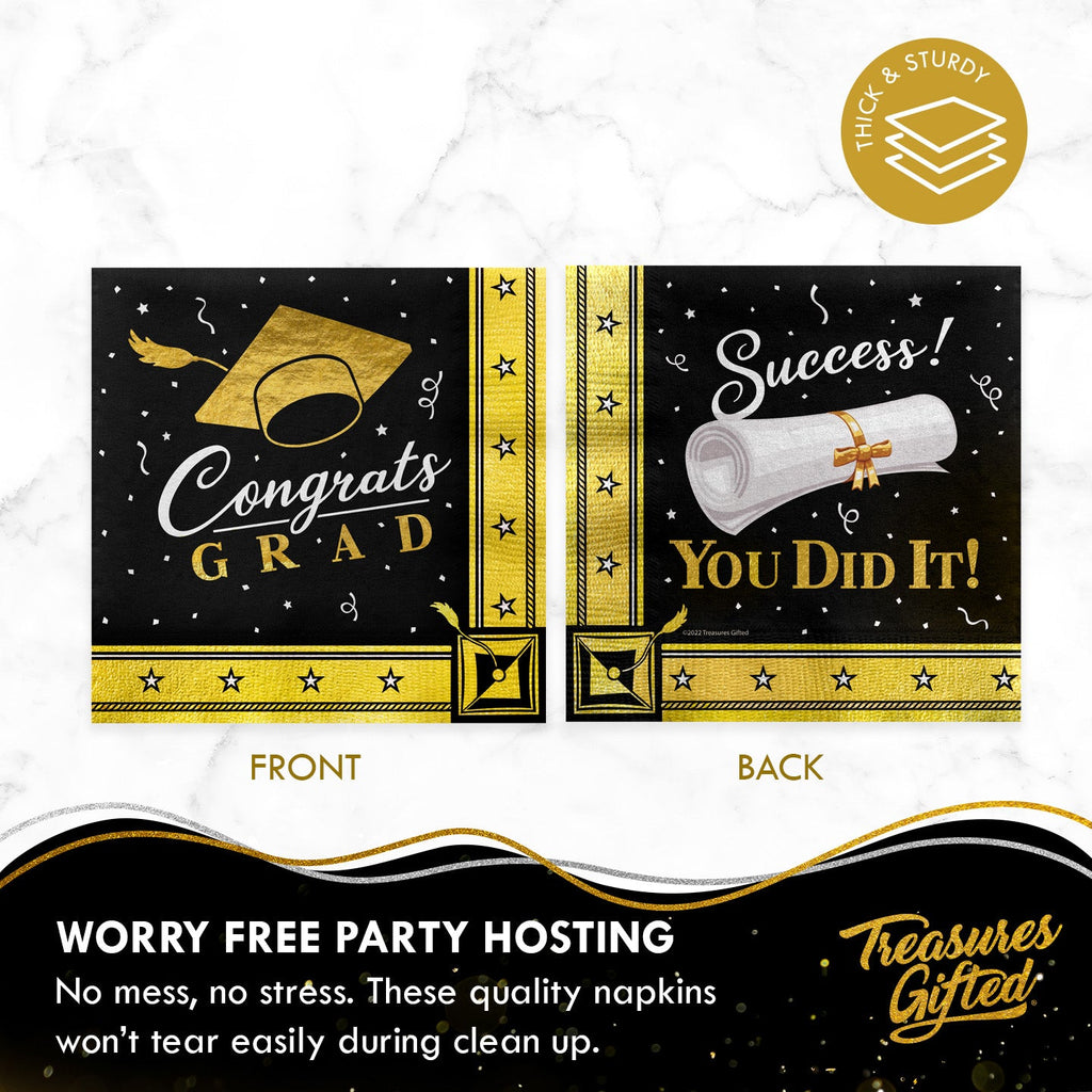 Gold Graduation Napkins - Gold Graduation Party Supplies