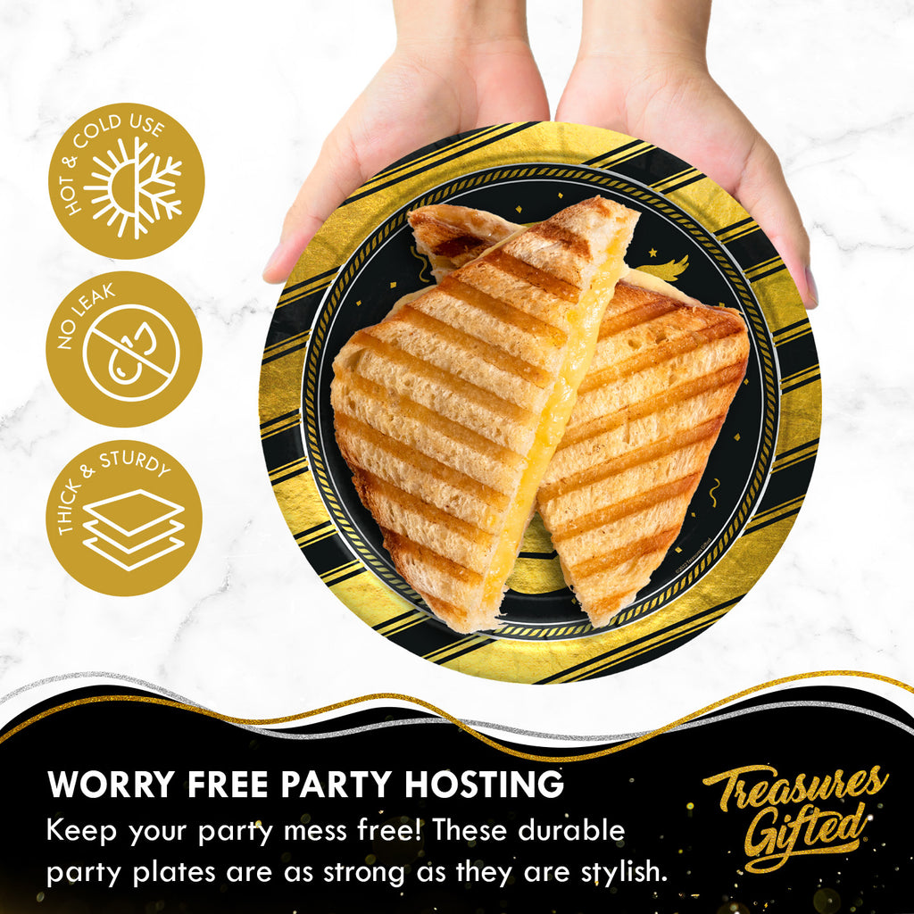 Gold Graduation Plates 9in - Gold Graduation Party Supplies