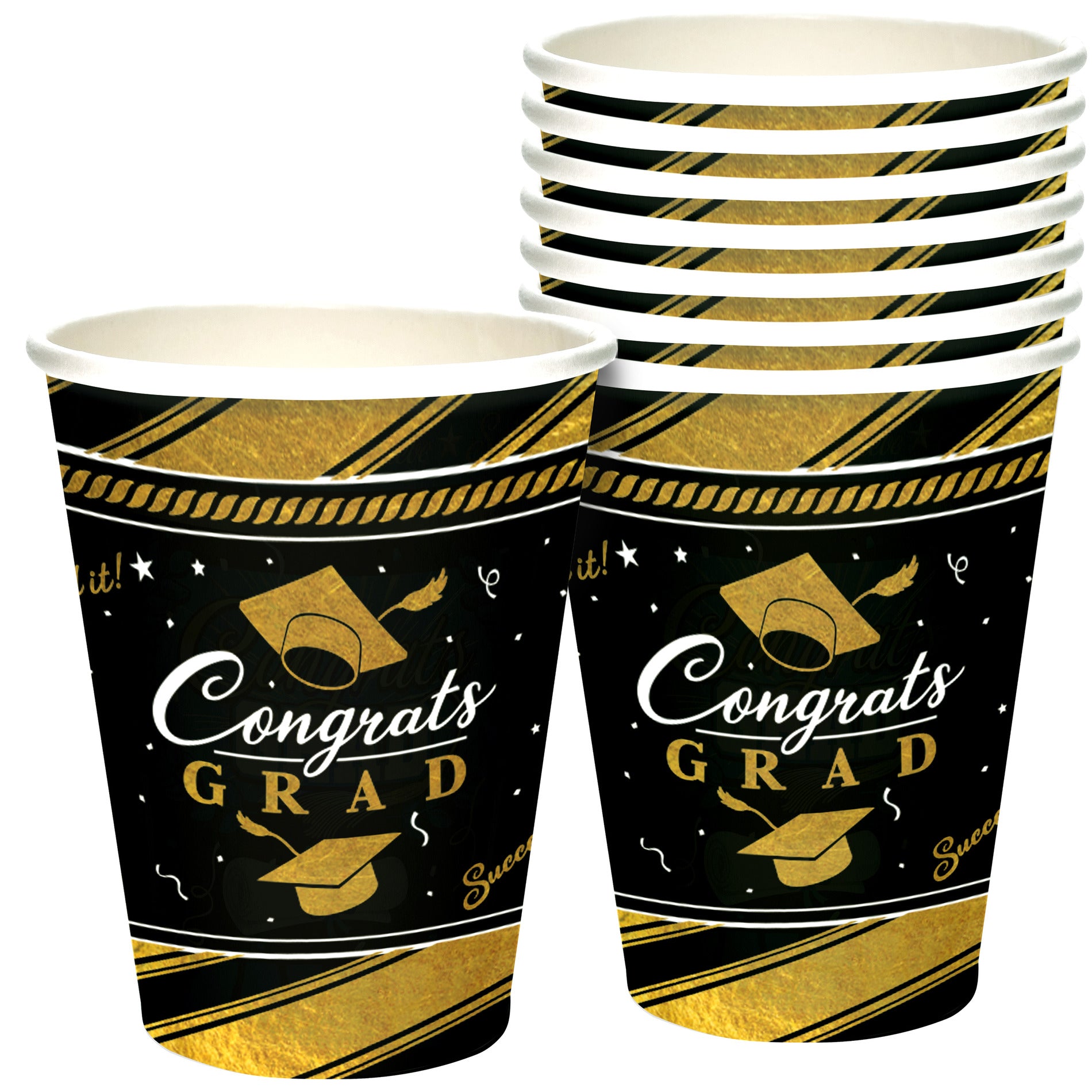 Gold Graduation Cups - Gold Graduation Party Supplies