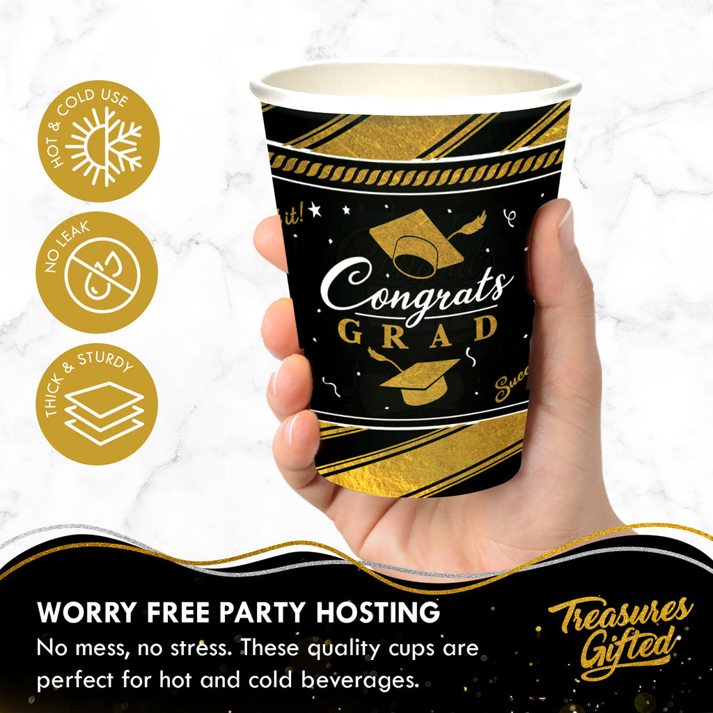 Gold Graduation Cups - Gold Graduation Party Supplies