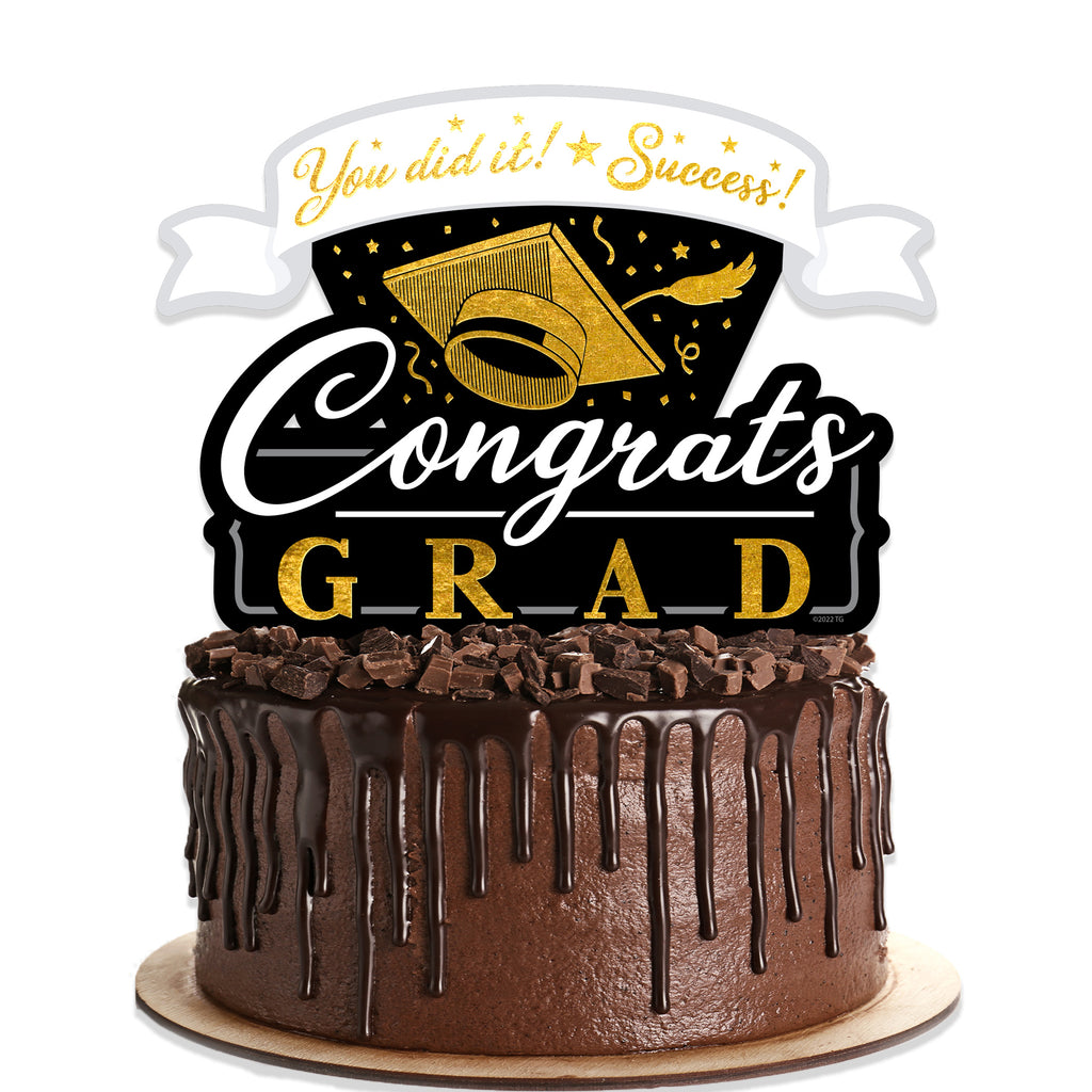Gold Graduation Cake Topper - Gold Graduation Party Supplies