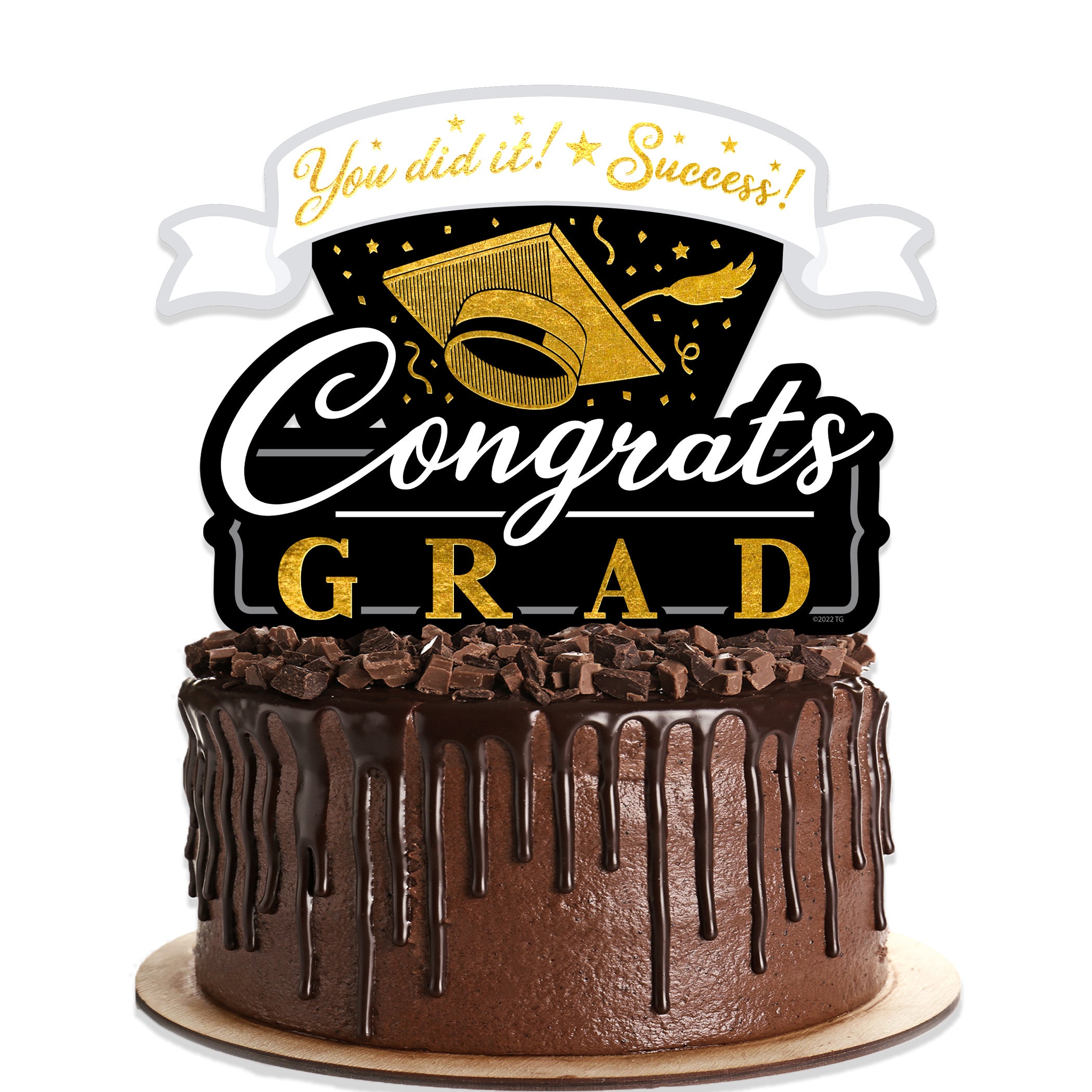 Gold Graduation Cake Topper - Gold Graduation Party Supplies