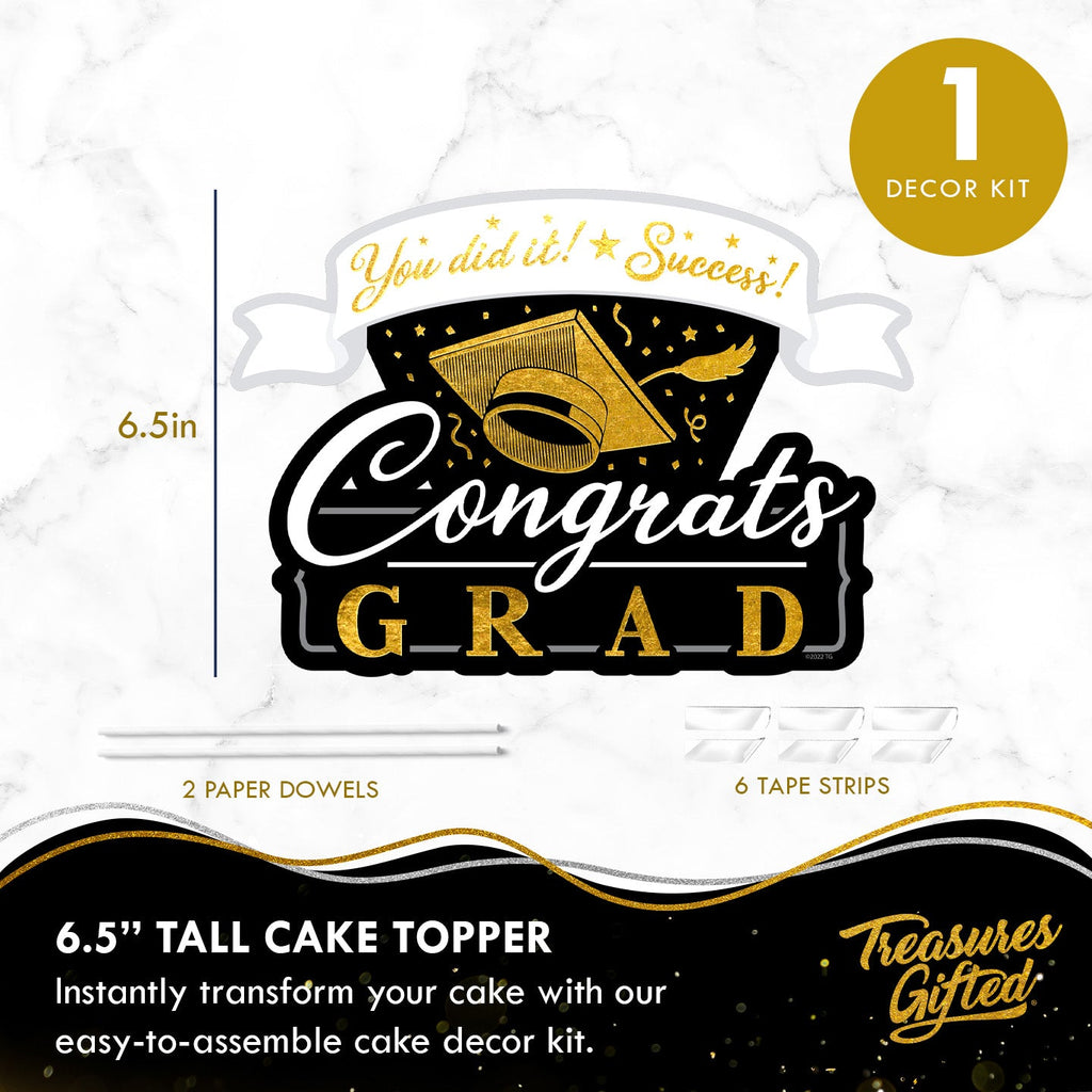 Gold Graduation Cake Topper - Gold Graduation Party Supplies