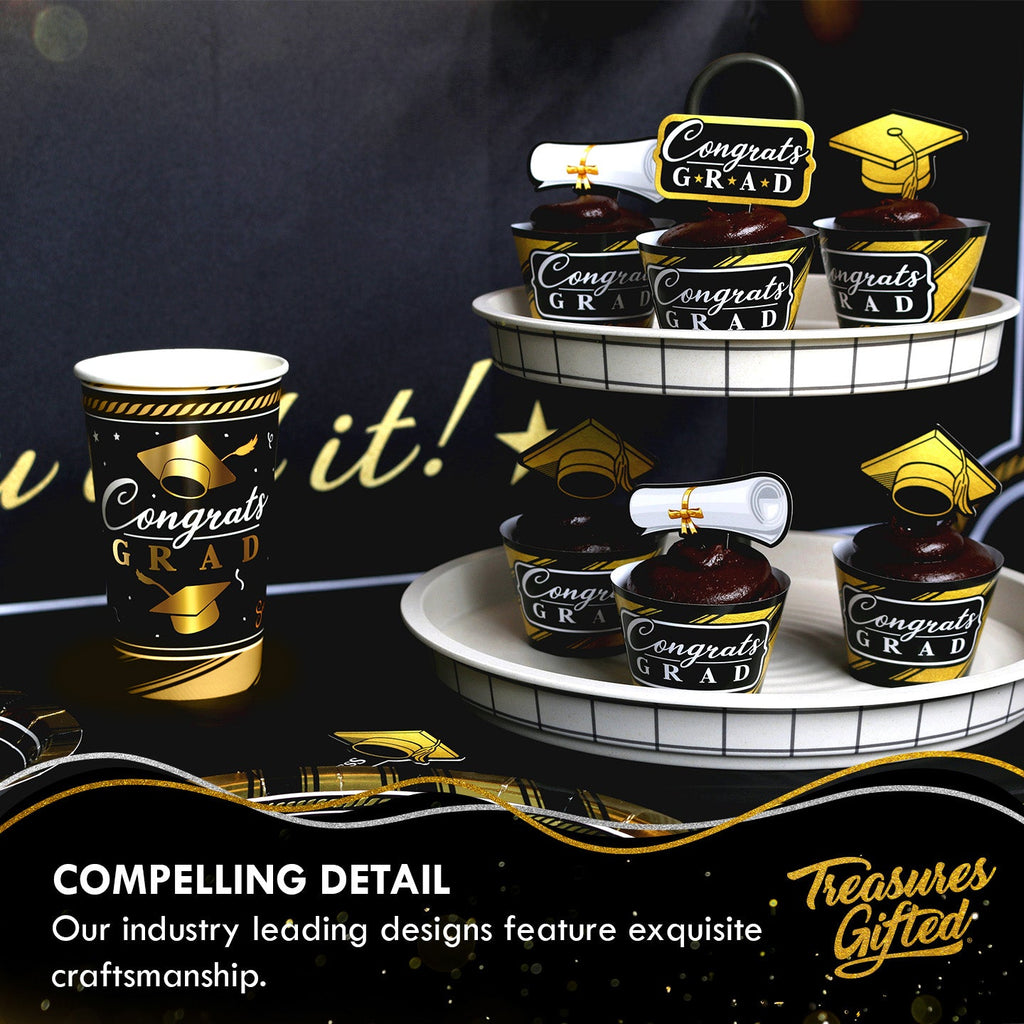 Gold Graduation Cake Topper - Gold Graduation Party Supplies