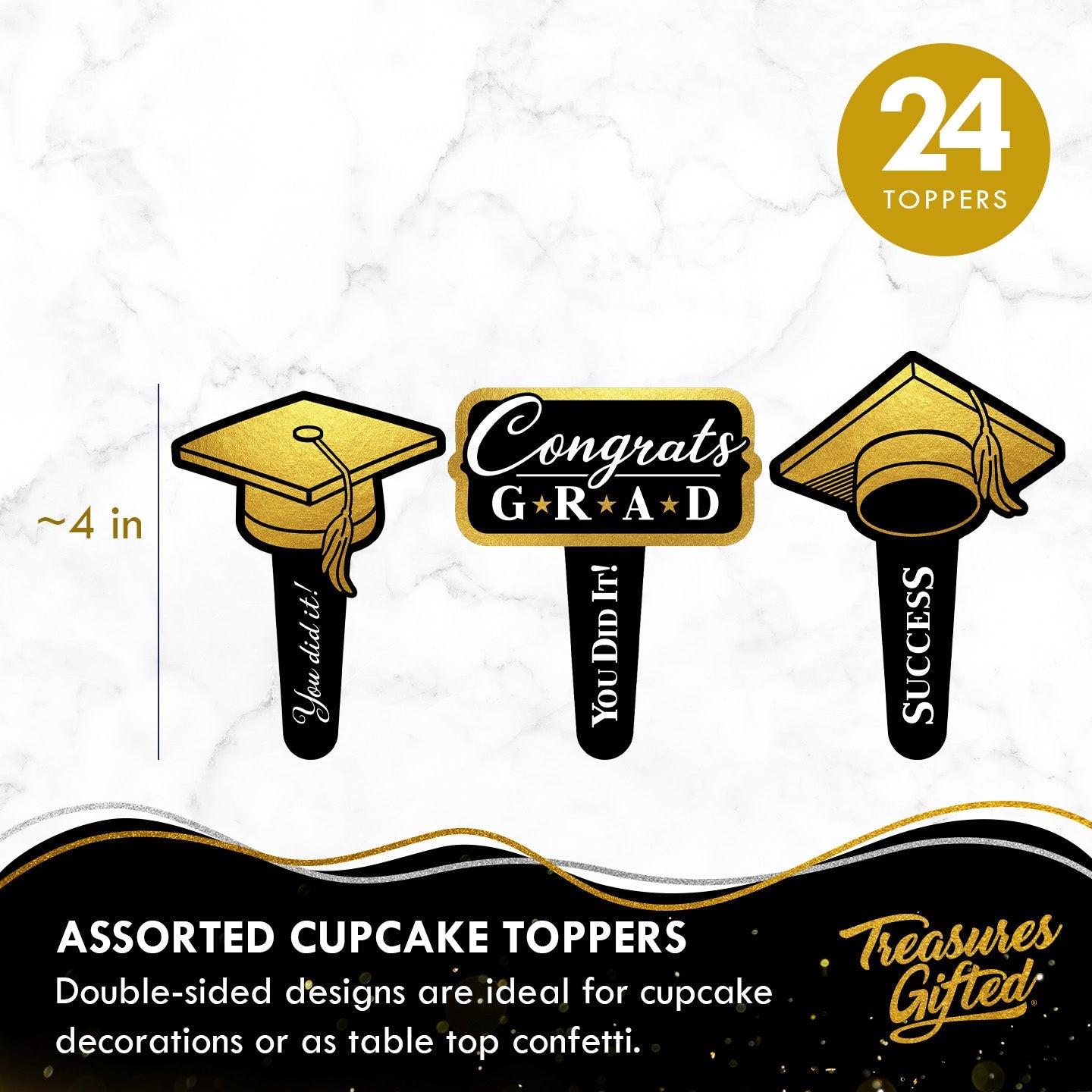 Gold Graduation Cupcake Toppers & Gold Graduation Cupcake Wrappers